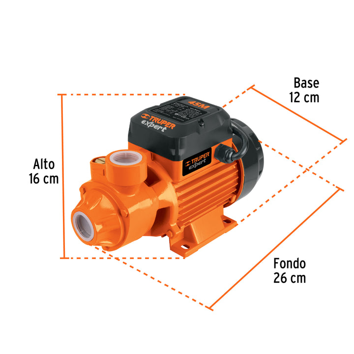 Bomba periférica 1/2 HP, altura máxima 45 m, Truper Expert 10068