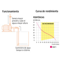 Bomba periférica 1 HP, altura máxima 70 m, Truper Expert 10070