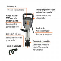 Martillo demoledor HEX 20 kg 55 J 1600 W, Truper Expert 100893