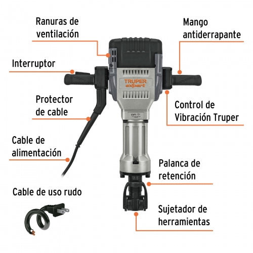 Martillo demoledor HEX 30 kg 62 J 2000 W, Truper Expert 100894