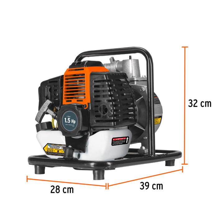 Motobomba autocebante 1" x 1" a gasolina 1-1/2 HP, 2 tiempos 101110