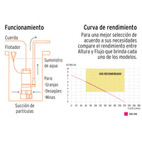 Bomba sumergible acero inoxidable, agua sucia, 1HP, Truper  12607