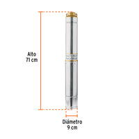 Bomba sumergible, tipo bala, 1 HP, agua limpia, Truper 12625