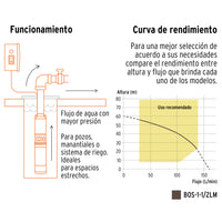 Bomba sumergible, tipo bala, 1-1/2 HP, agua limpia, Truper 12626