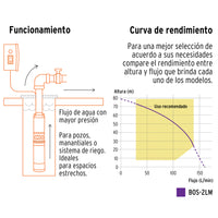 Bomba sumergible, tipo bala, 2 HP, agua limpia, Truper 12627