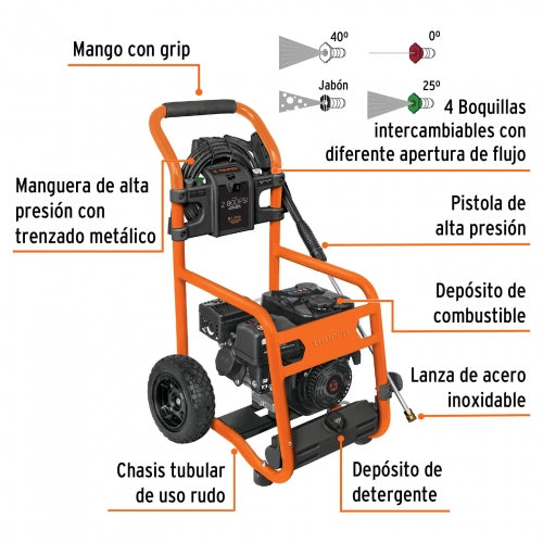 Hidrolavadora con motor a gasolina, 2,800 PSI, Truper- 12908