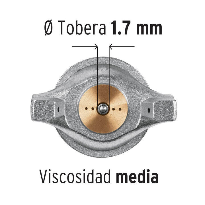 Pistola p/pintar gravedad LVMP vaso aluminio, 1.7 mm, Truper 13061