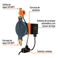 Bomba presurizadora 1/3 HP, con sensor regulable, Truper 14637