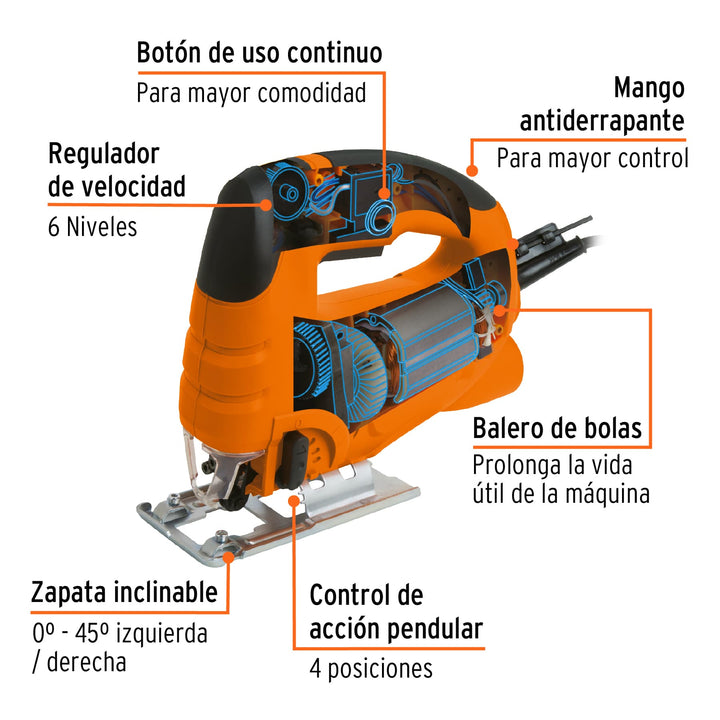 Sierra caladora 550W 4.5 A vel. variable, TRUPER PRO 15420