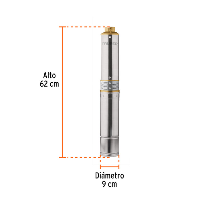 Bomba sumergible, tipo bala, 1/2 HP, agua limpia, Truper 16933