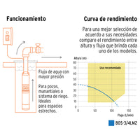 Bomba sumergible, tipo bala, 3/4 HP, agua limpia, Truper  16934