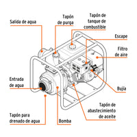 Motobomba autocebante 2" x 2" a gasolina 7 HP, TRUPER 17116