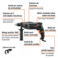 Rotomartillo 1/2" 900 W, industrial, Truper -19324