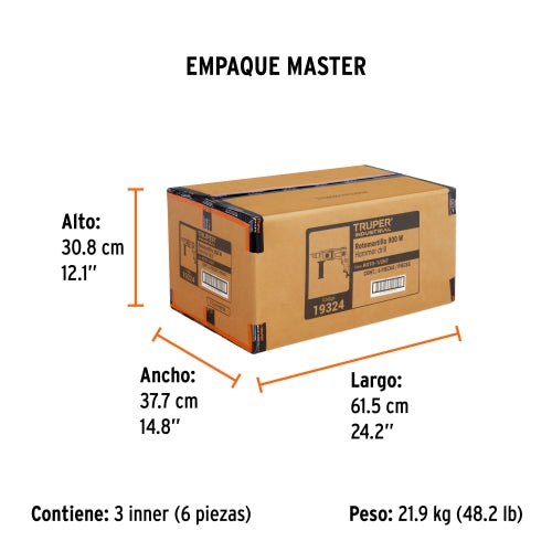 Rotomartillo 1/2" 900 W, industrial, Truper -19324