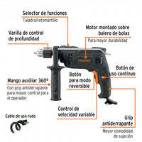 Rotomartillo 1/2" 700 W, industrial, Truper-19457