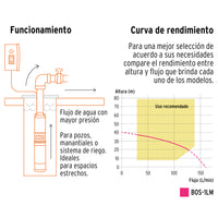 Bomba sumergible, tipo bala, 1 HP, agua limpia, Truper 12625