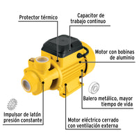 Bomba periférica 1/2 HP, altura máxima 20 m, Pretul  27019