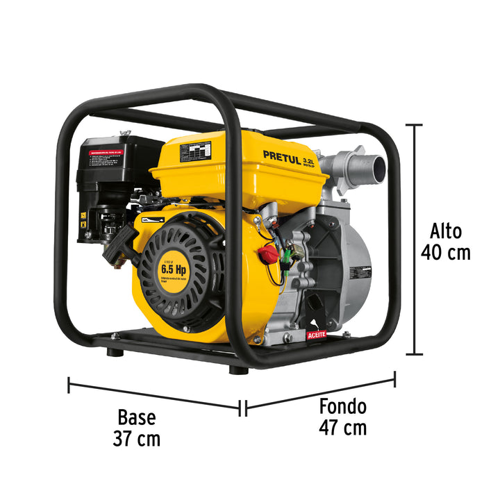 Motobomba autocebante 2" x 2" a gasolina 6-1/2 HP, PRETUL 28029