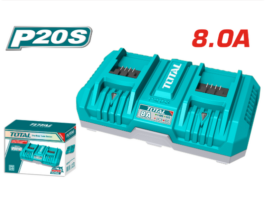 Cargador Inteligente Doble Para Baterias 20v Industrial Total  UTFCLI2082