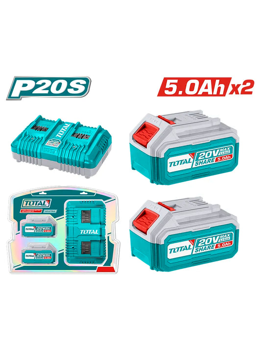 Kit De 2 Baterias 5,0ah + Cargador De 20v Industrial Super Total  UTFBCPK2425