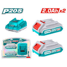 Kit De 2 Baterias 2,0ah + Cargador De 20v Industrial Total  UTFBCPK1222